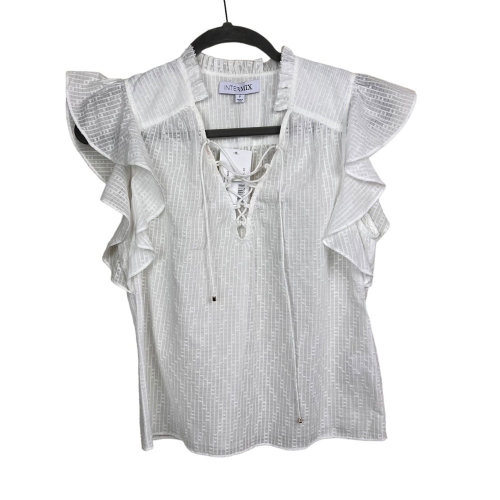 INTERMIX White Ruffle Blouse - Picture 6 of 13